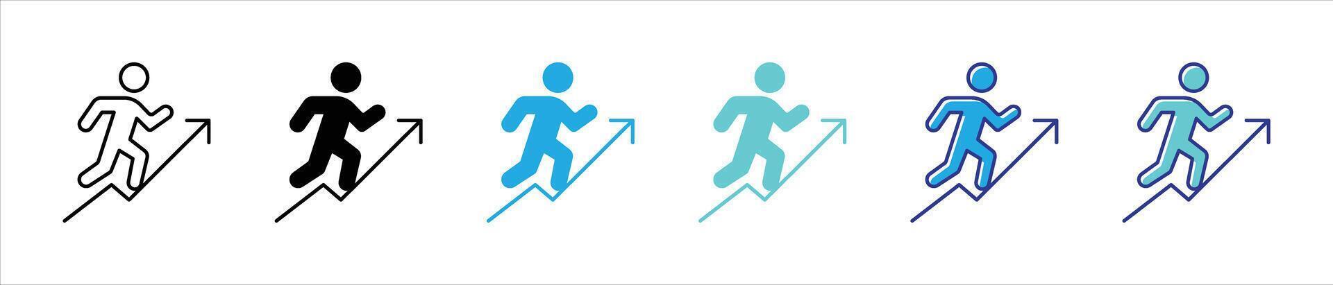 personal growth icon set. containing progress, career advancement, goal thin line and color style icon symbol sign vector