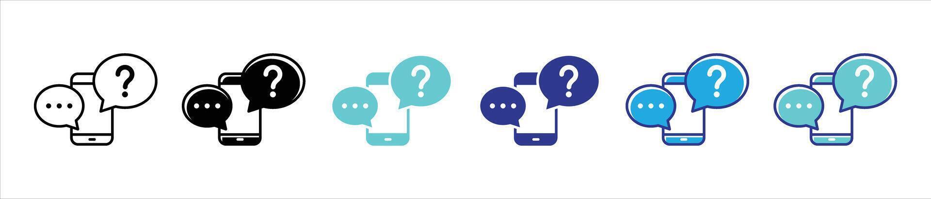 online support icon set. speech bubble, help, chat thin line and different color style icon for your app and web vector