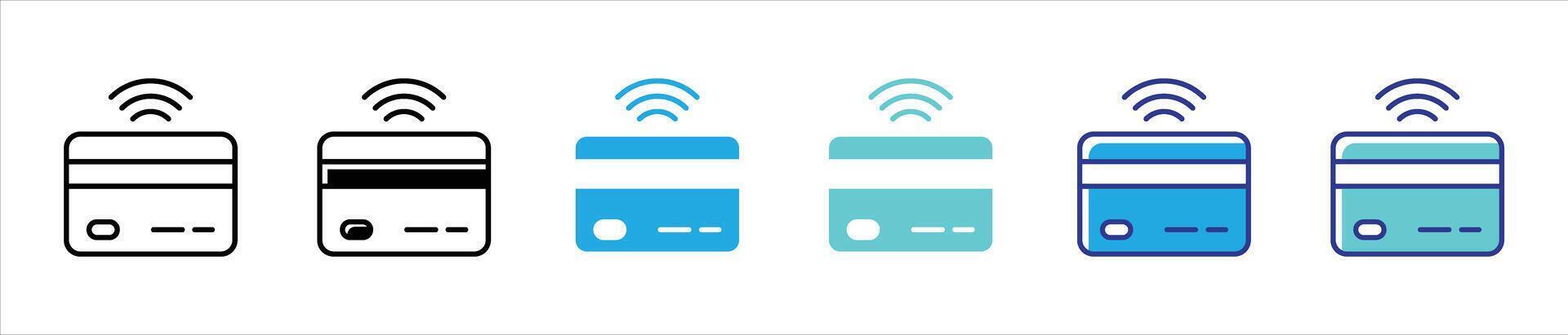 credit card icon set. credit card payment thin line and color style icon for your app and web vector