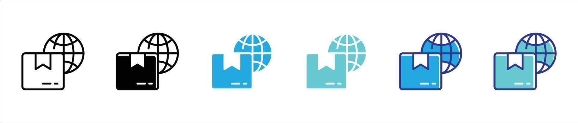 package icon set. contain international shipping, worldwide delivery thin line and color style icon for your app and web vector