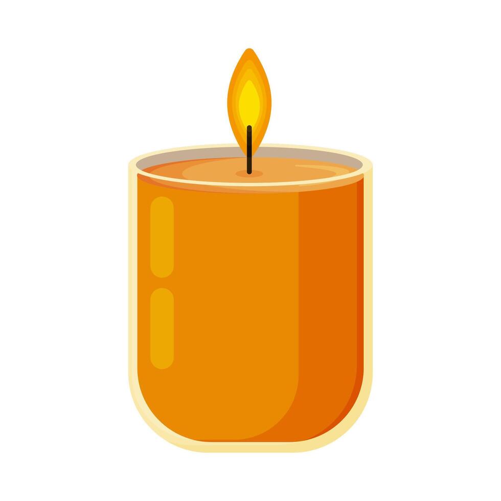 Lit Autumn Candle Flat Illustration vector