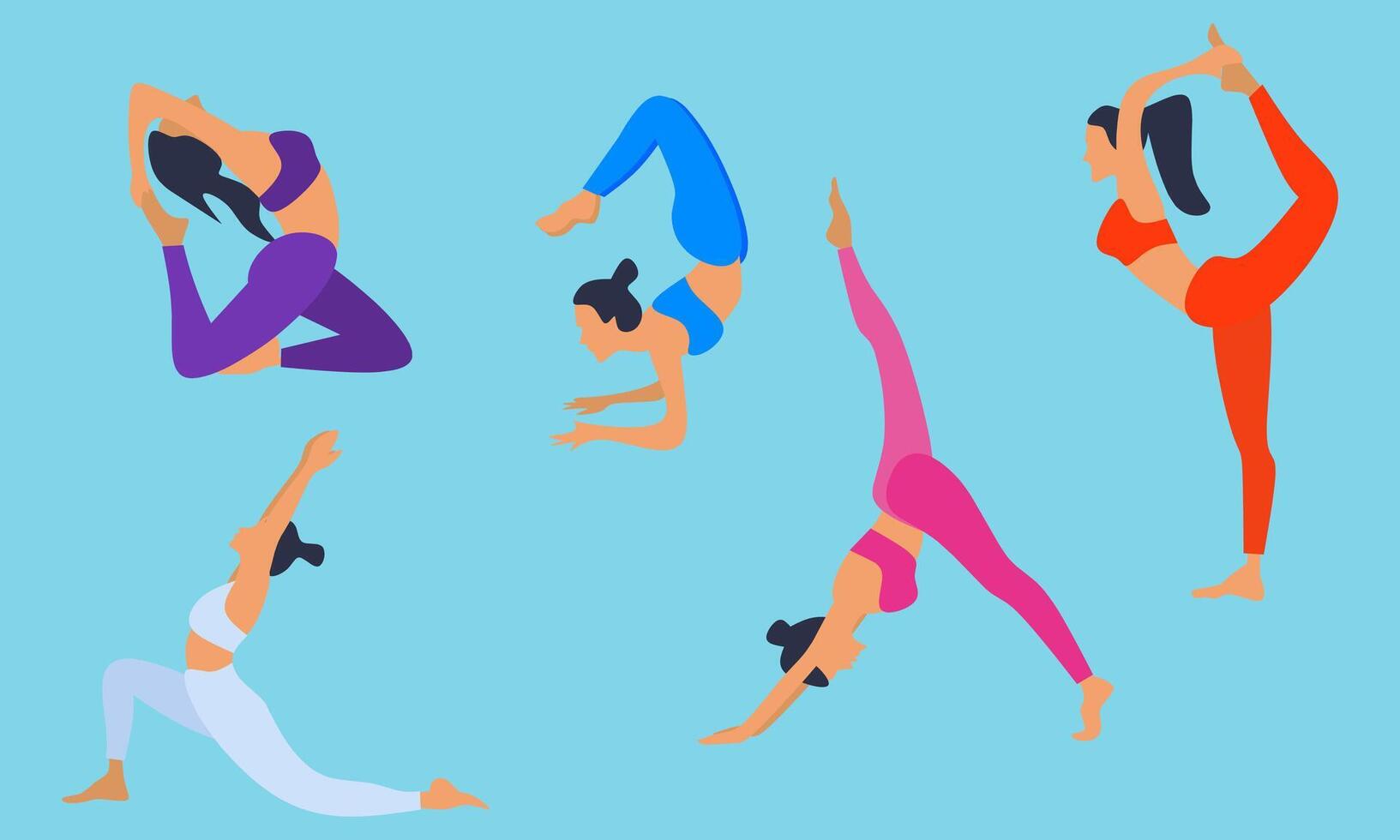 set of yoga poses vector