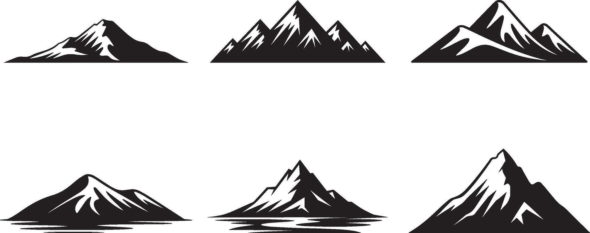 Black and White Mountain Silhouette Clipart vector