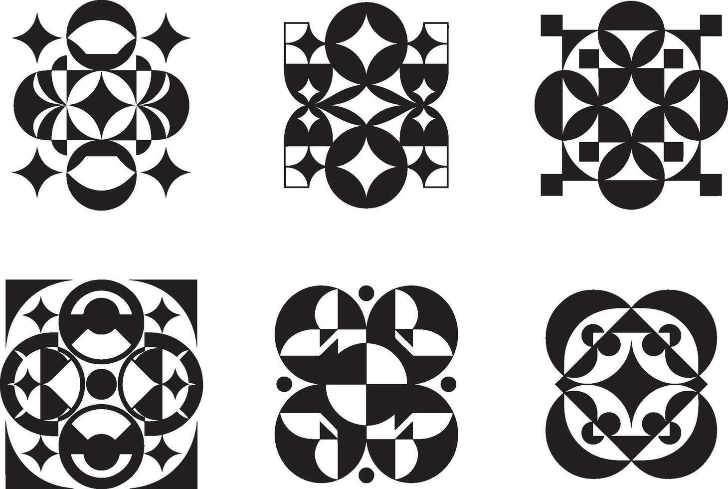 Modern Geometric Silhouette Pattern Set vector