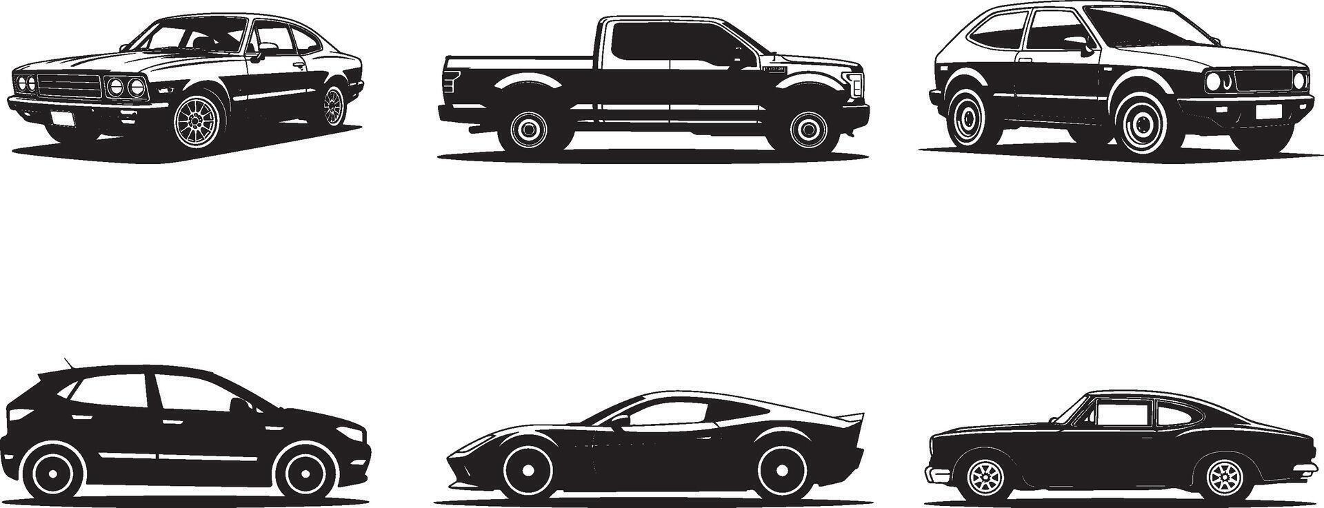 Retro and Modern Car Silhouettes vector