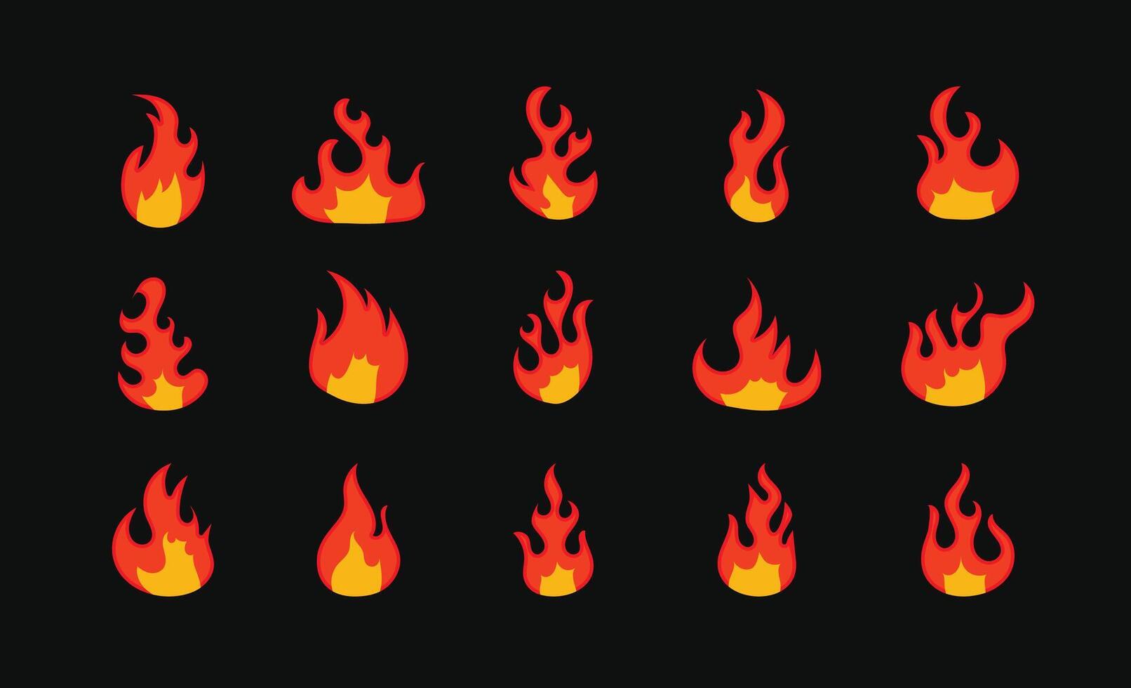 Stylized Fire Flame Shape Graphic Pack vector