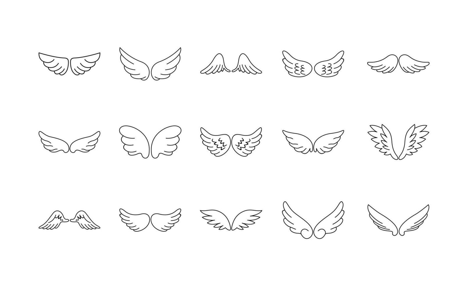 Stylized Hand Drawn Doodle Wings Shape Graphic Pack vector