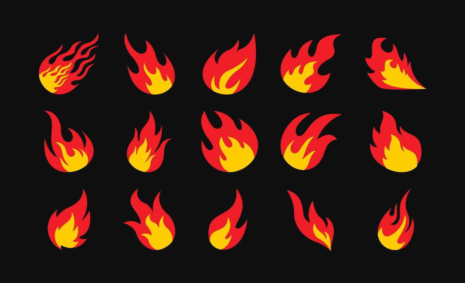 Stylized Fire Flame Shapes Graphic Pack vector