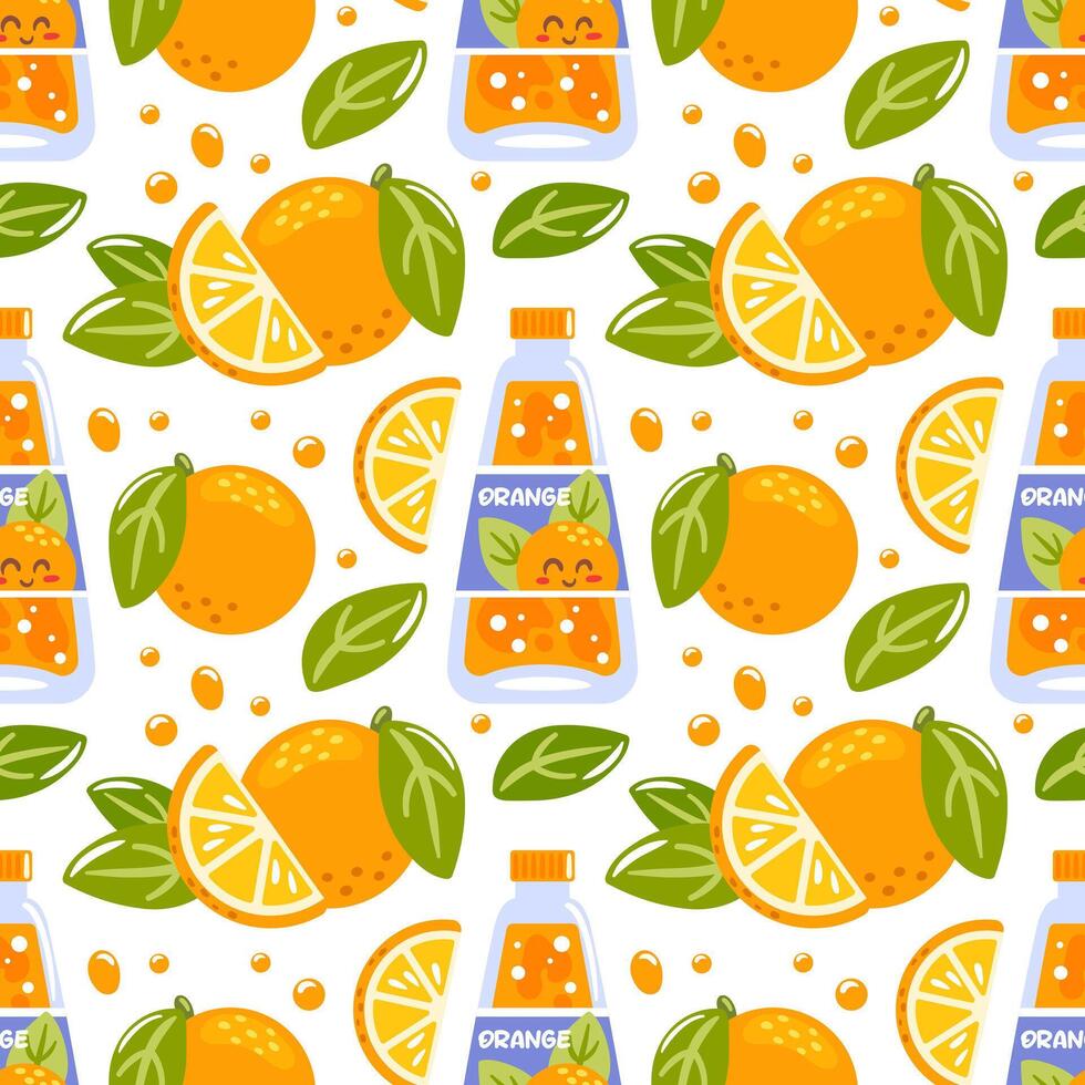 Orange fruits and bottles design vector