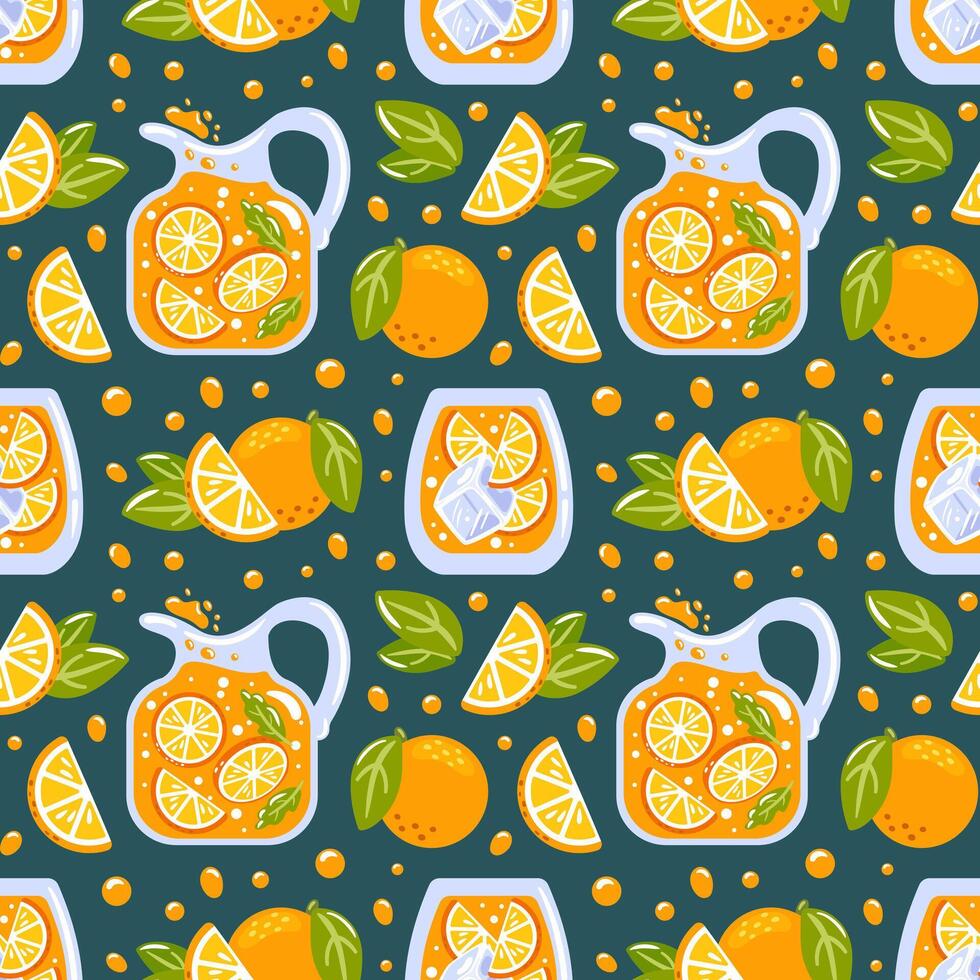Colorful citrus pattern design with lemonade vector