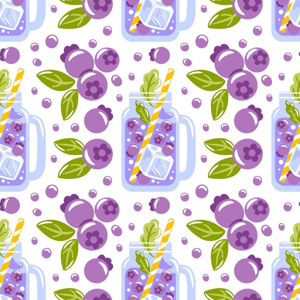 Blueberry lemonade pattern design vector