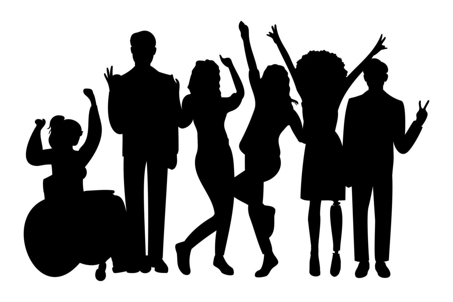 happy crowd people silhouette design illustration. vector