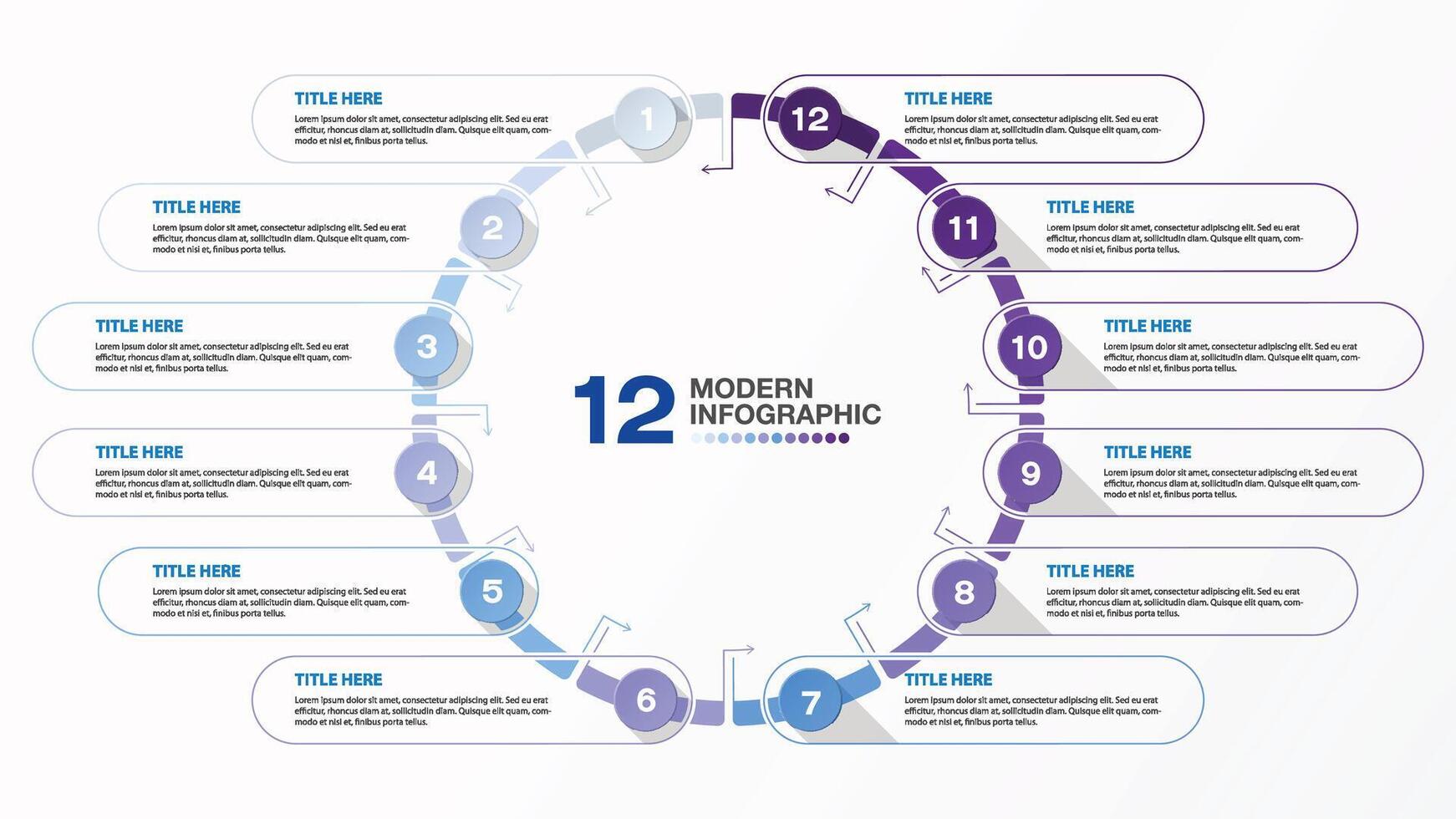 Twelve infographic for presentation. vector