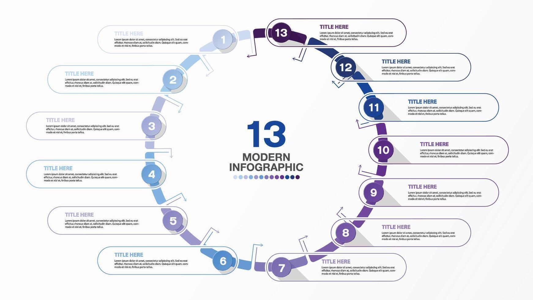 Infographic with 13 steps and number, process or options. vector