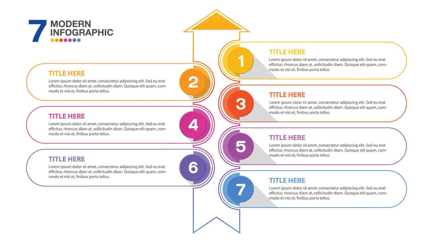 Seven infographic for presentation. vector