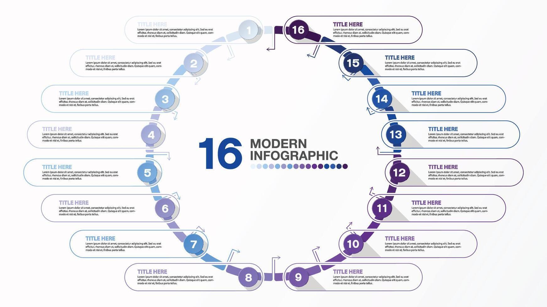 Infographic for presentation, 16 process. vector