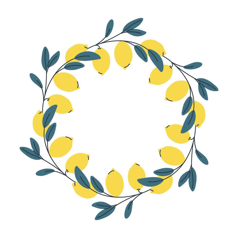 Decorative lemon wreath, perfect for summer designs vector