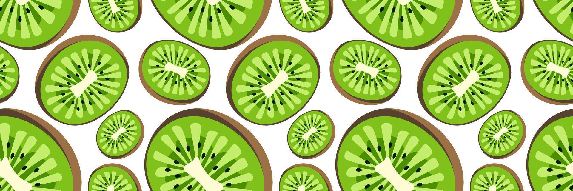 Juicy seamless pattern with kiwi slices. For summer backgrounds, food packaging, fabric prints vector