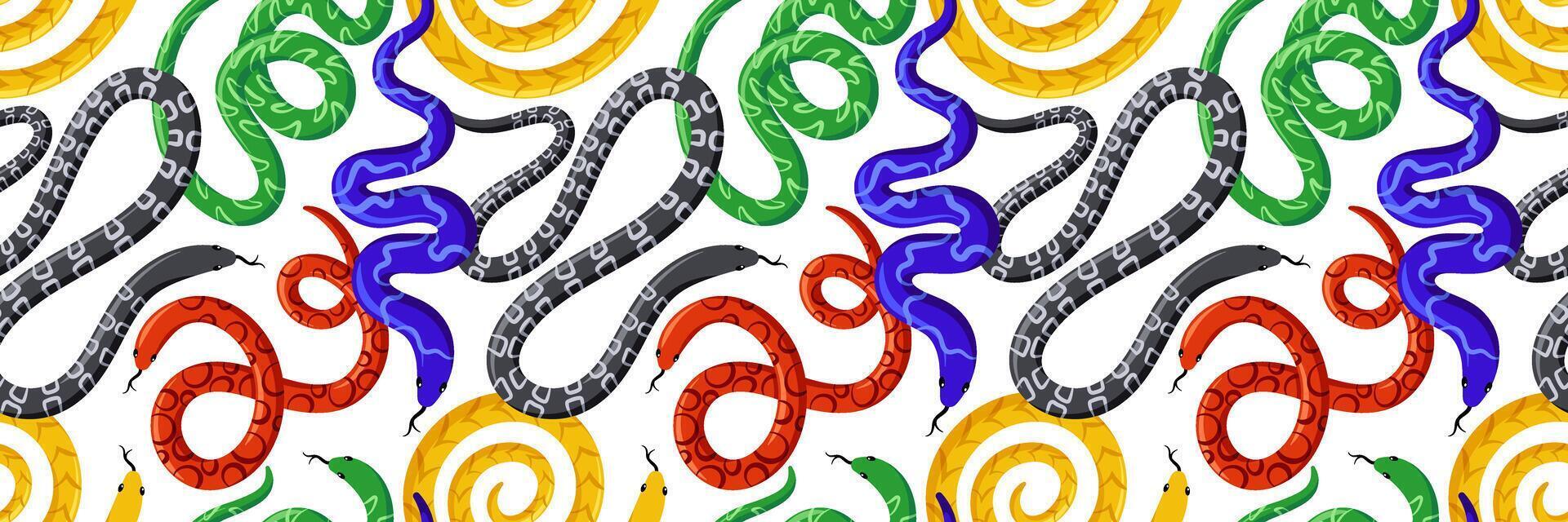 Colorful patterns of snakes and spirals vector