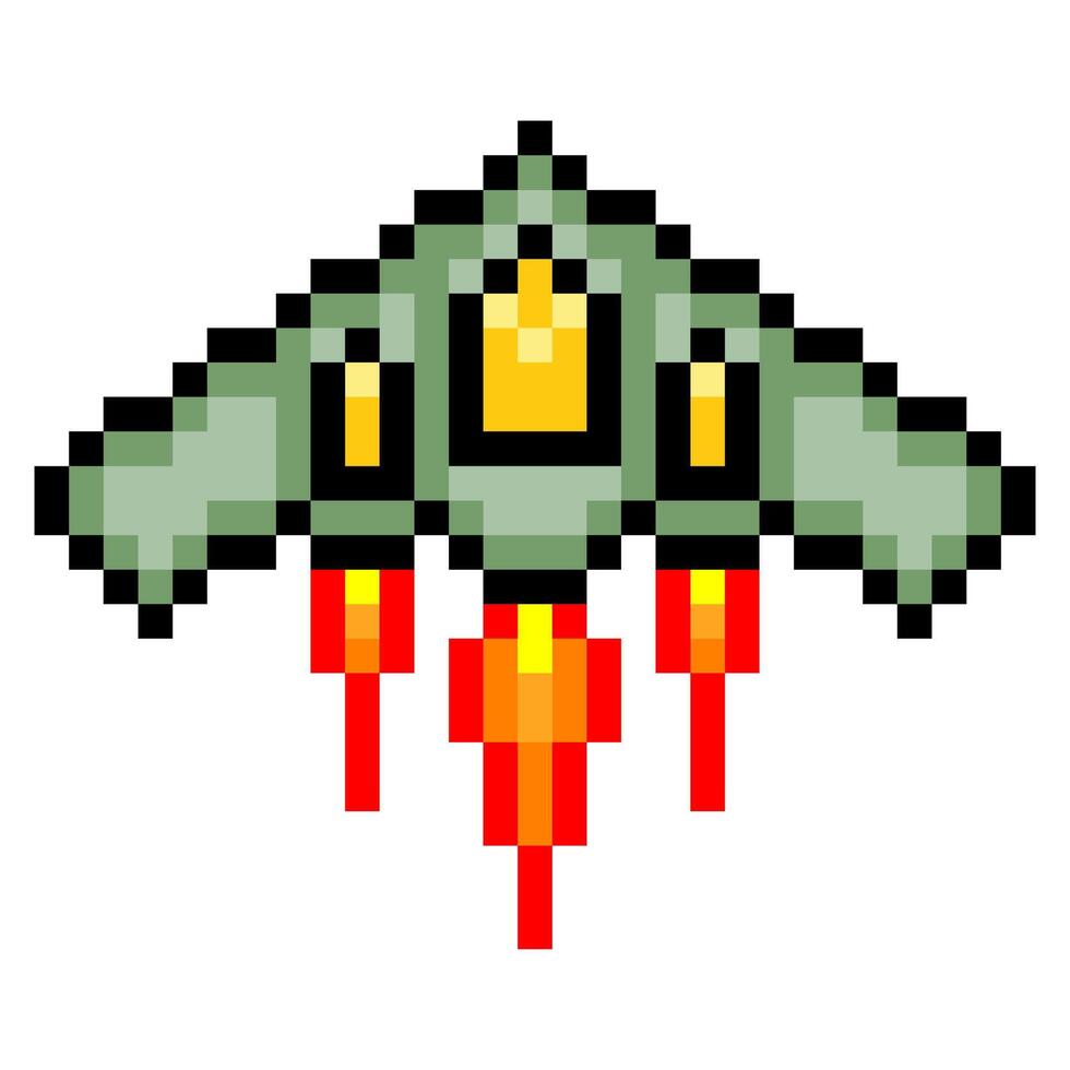 Stealth bomber in pixel art style vector