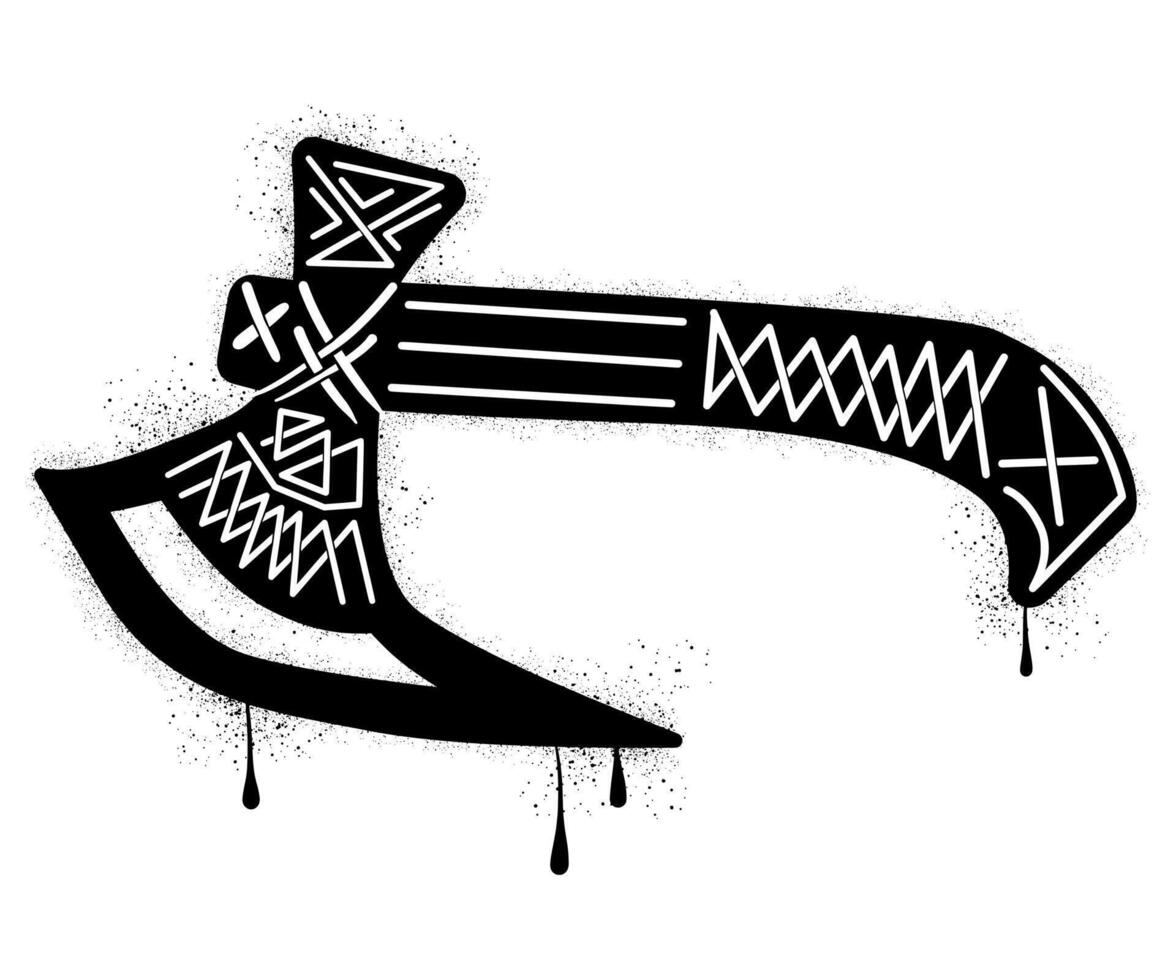 Viking axe graffiti with black spray paint vector