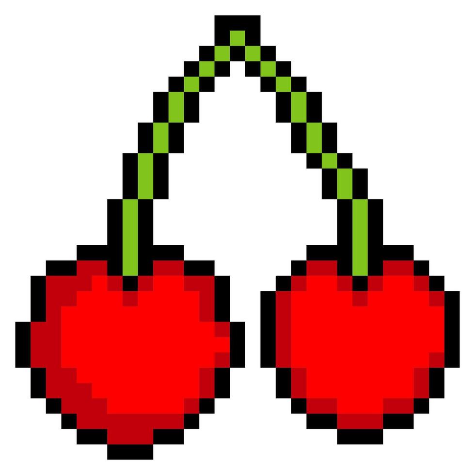 Cherry fruit in pixel art style vector
