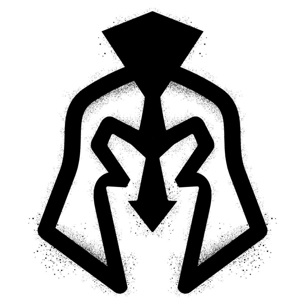 Spartan helmet graffiti with black spray paint vector