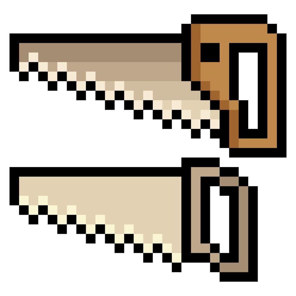 Hand saw in pixel art vector