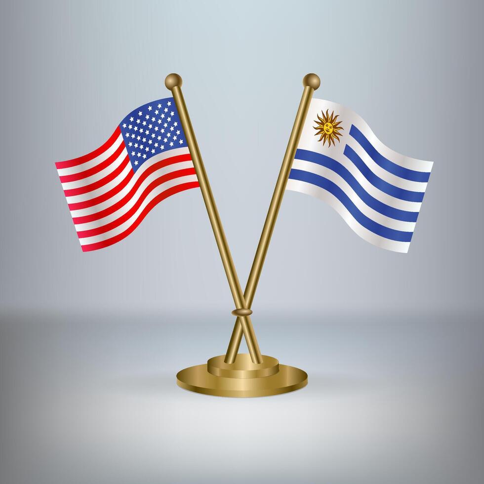 USA and Uruguay table flag relation, with gradient background vector
