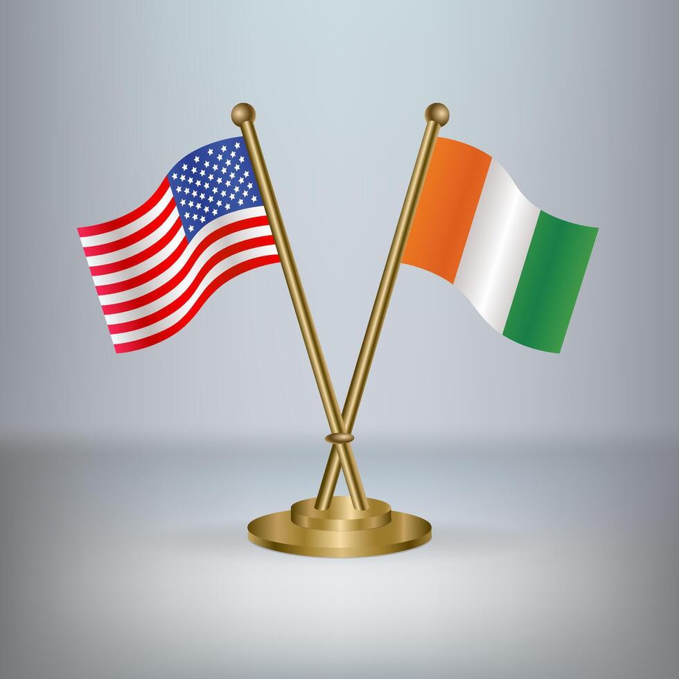 USA and Cote D'Ivoire table flag relation, with gradient background vector