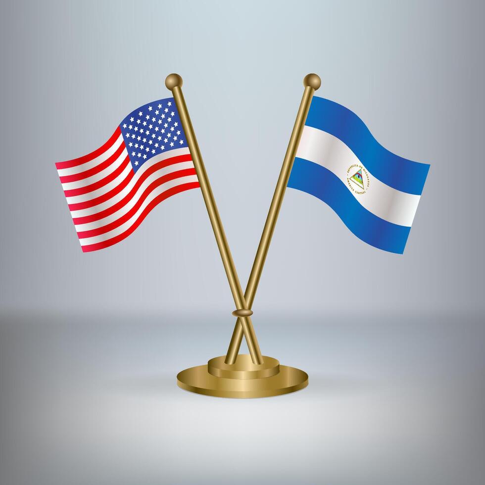 USA and Nicaragua table flag relation, with gradient background vector