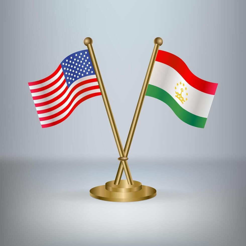 USA and Tajikistan table flag relation, with gradient background vector