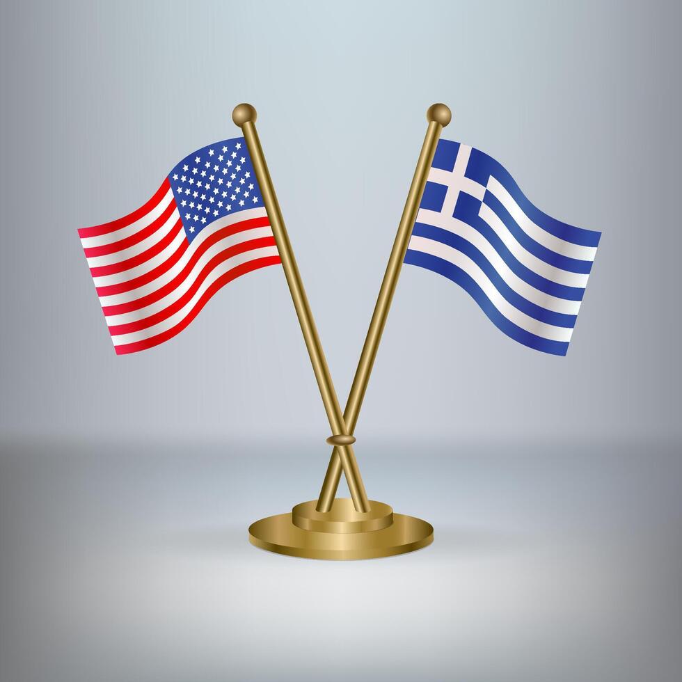 USA and Greece table flag relation, with gradient background vector