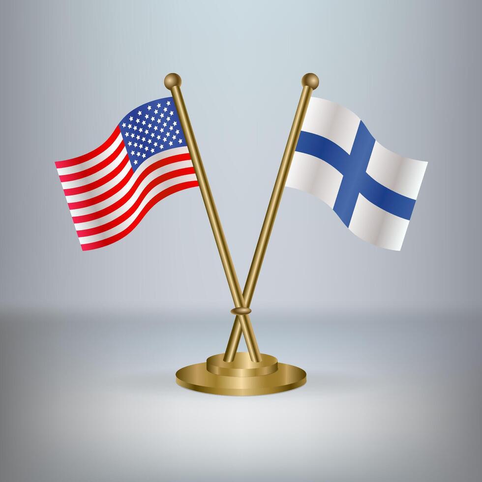 USA and Finland table flag relation, with gradient background vector