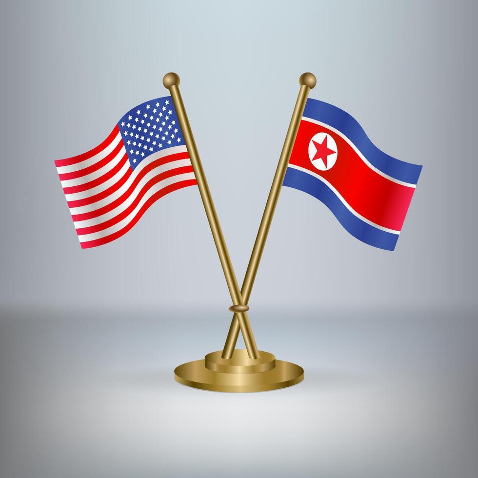 USA and North Korea table flag relation, with gradient background vector