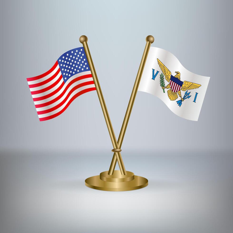 USA and Us Virgin Islands table flag relation, with gradient background vector