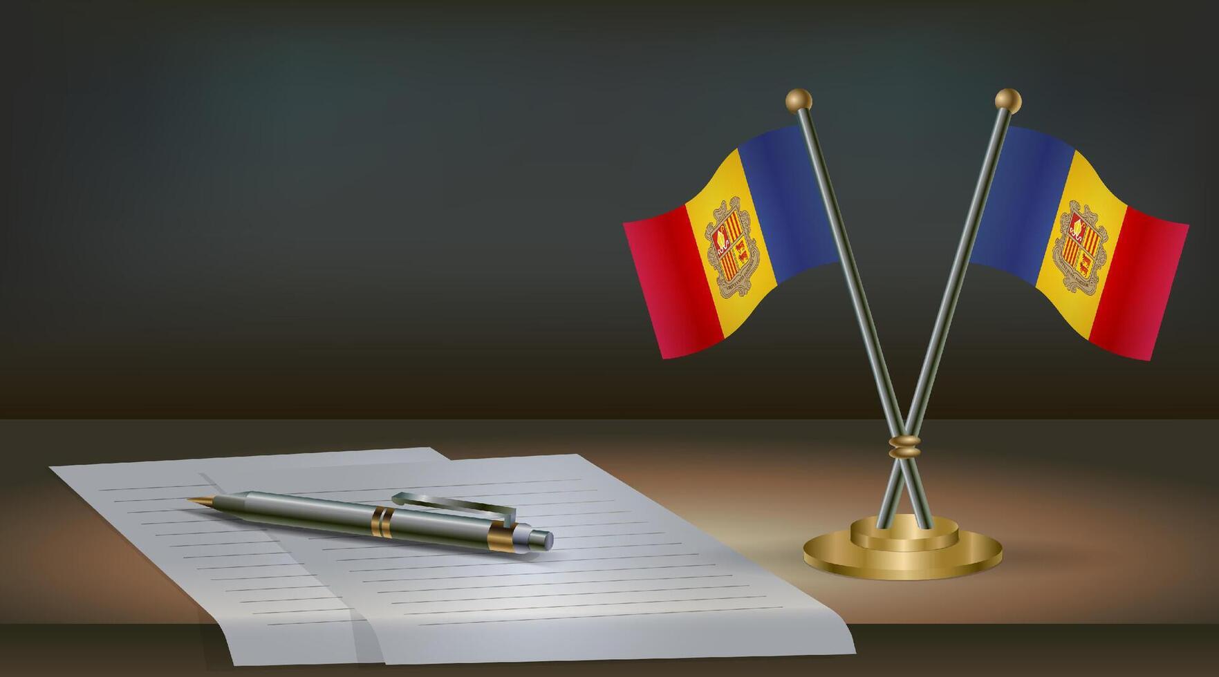 ndorra table flag on a dark gradient color background table. Illustration vector
