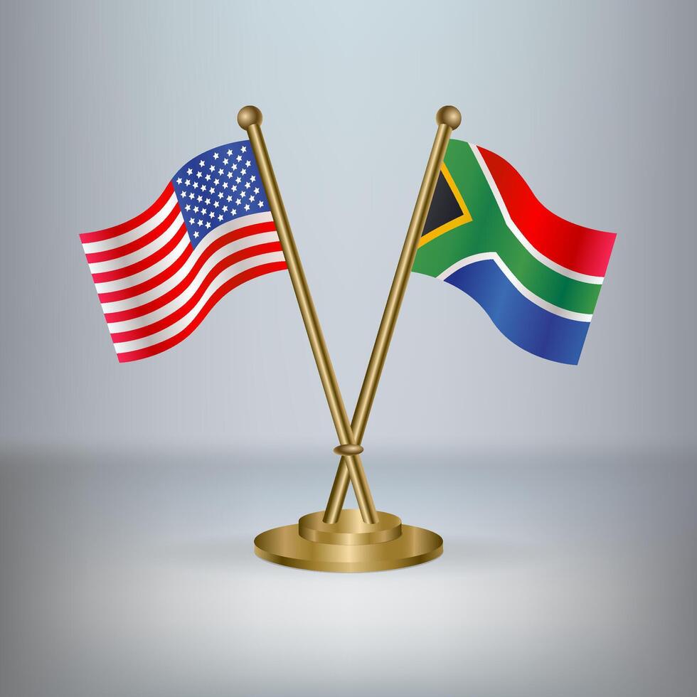 USA and South Africa table flag relation, with gradient background vector