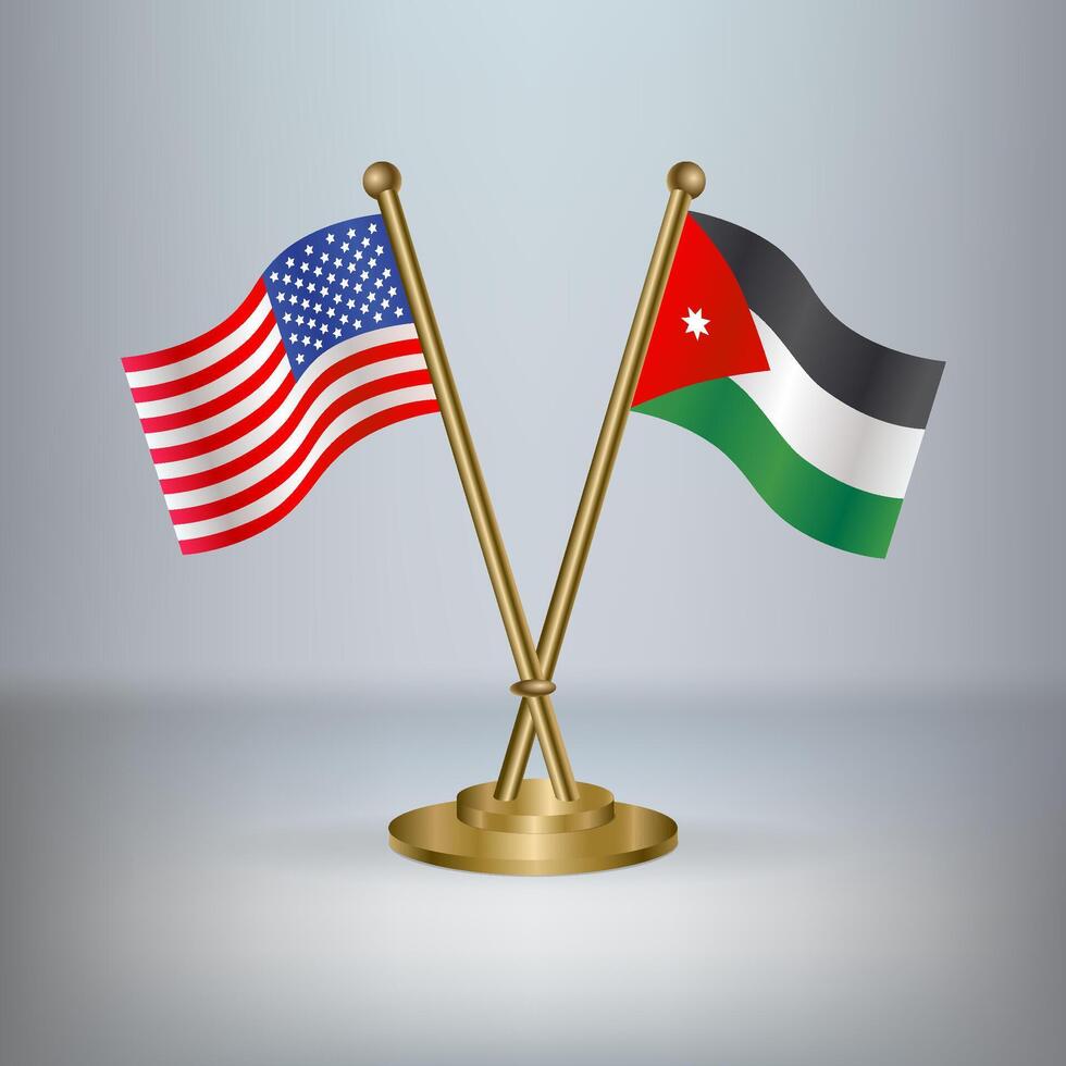 USA and Jordan table flag relation, with gradient background vector