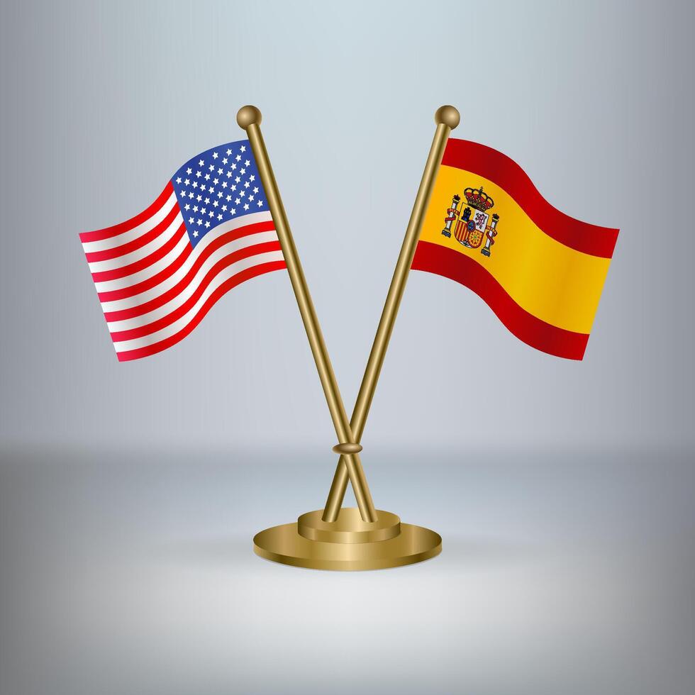 USA and Spain table flag relation, with gradient background vector