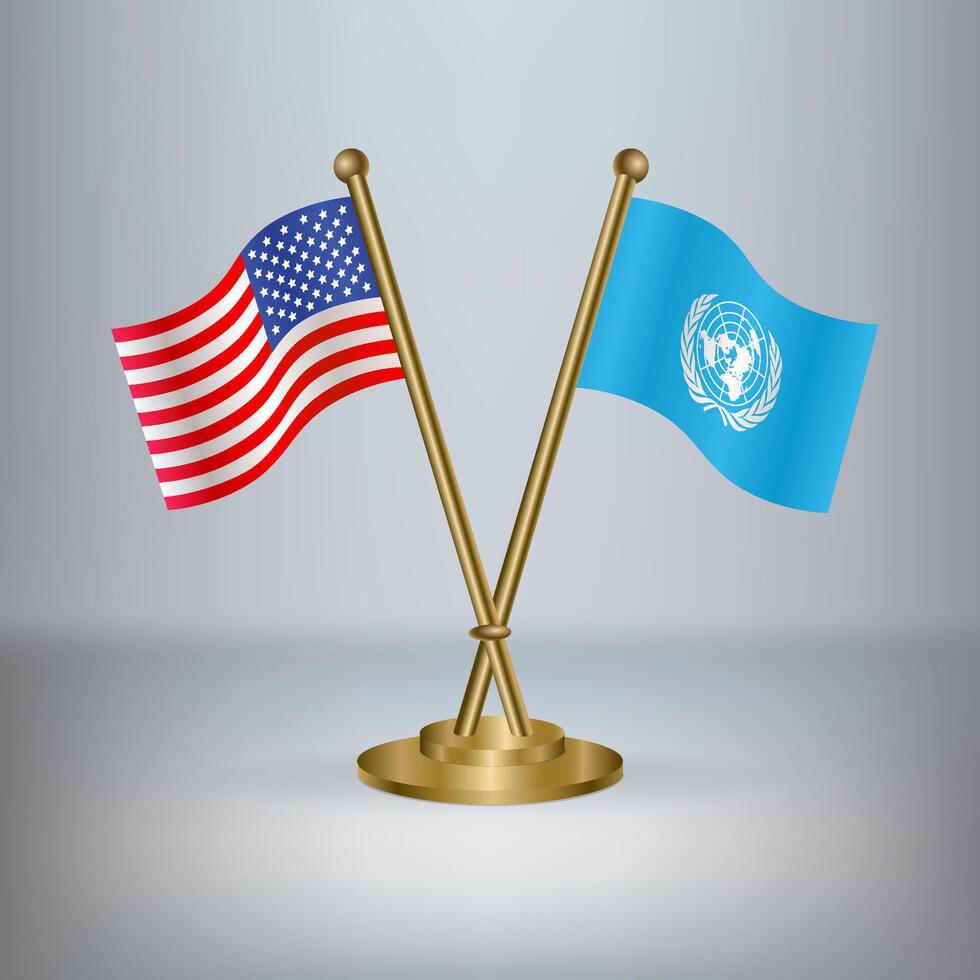 USA and United Nations table flag relation, with gradient background vector