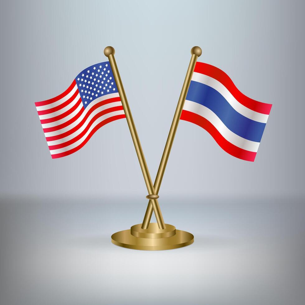 USA and Thailand table flag relation, with gradient background vector
