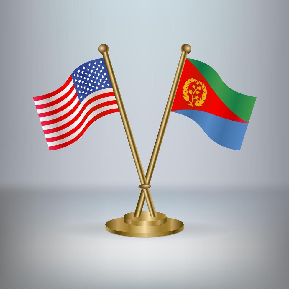 USA and Eritrea table flag relation, with gradient background vector