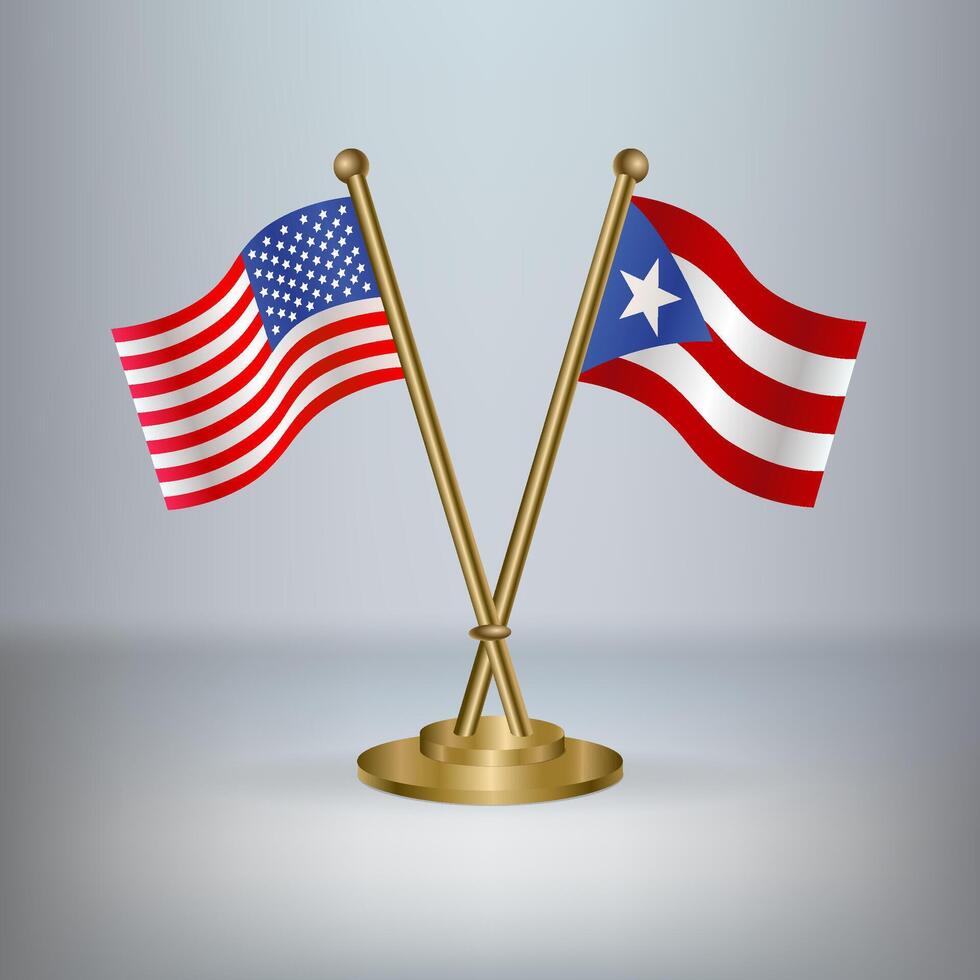 USA and Puerto Rico table flag relation, with gradient background vector