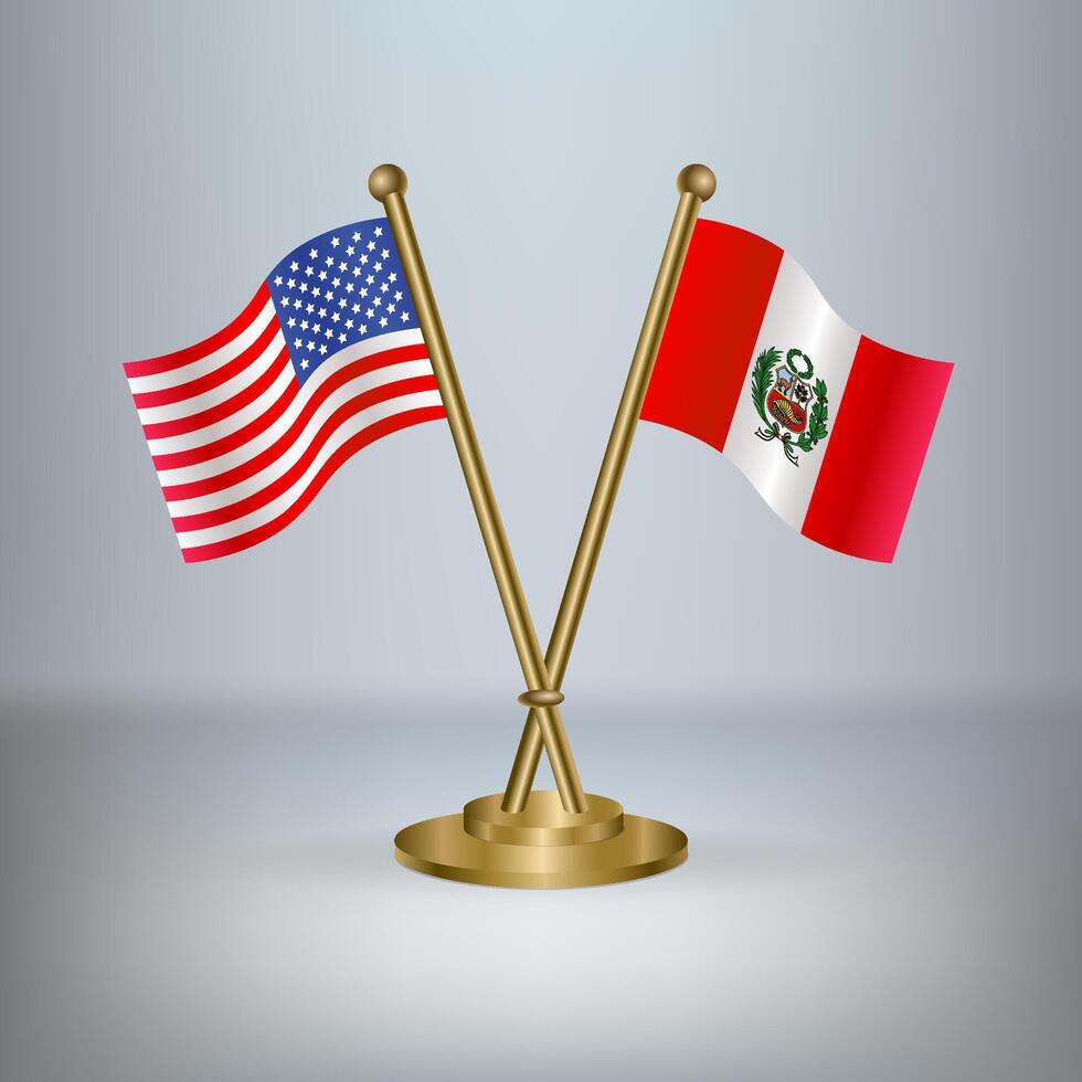 USA and Peru table flag relation, with gradient background vector