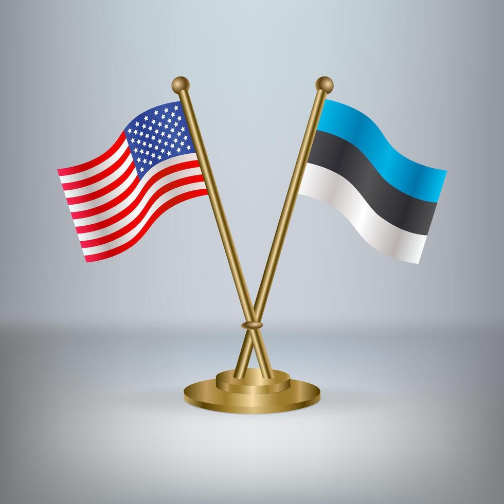 USA and Estonia table flag relation, with gradient background vector
