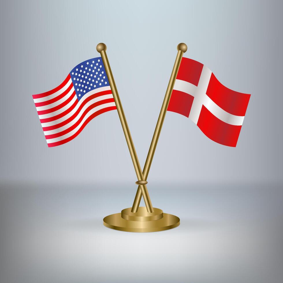USA and Denmark table flag relation, with gradient background vector