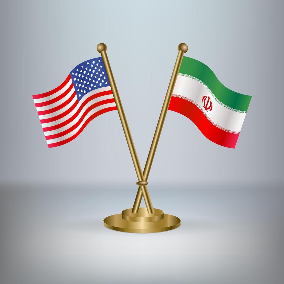 USA and Iran table flag relation, with gradient background vector