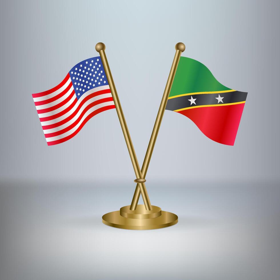 USA and ST. Kitts Nevis table flag relation, with gradient background vector
