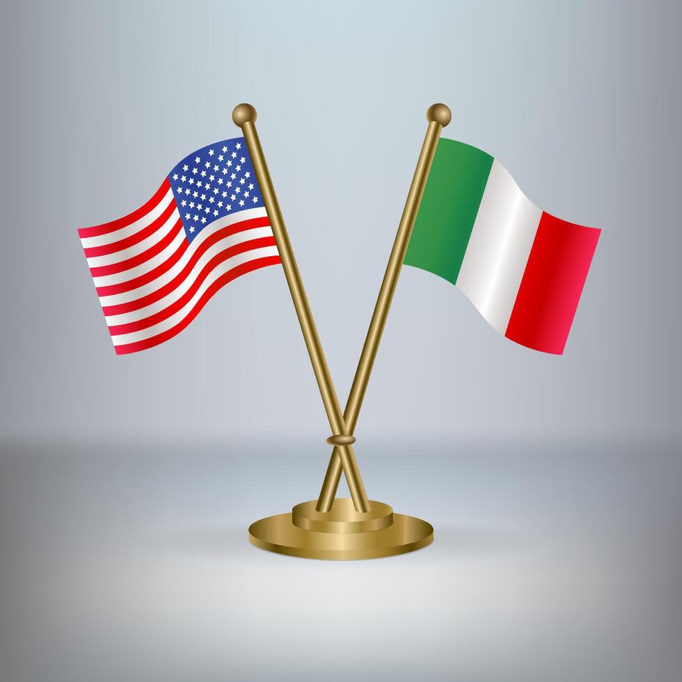 USA and Italy table flag relation, with gradient background vector